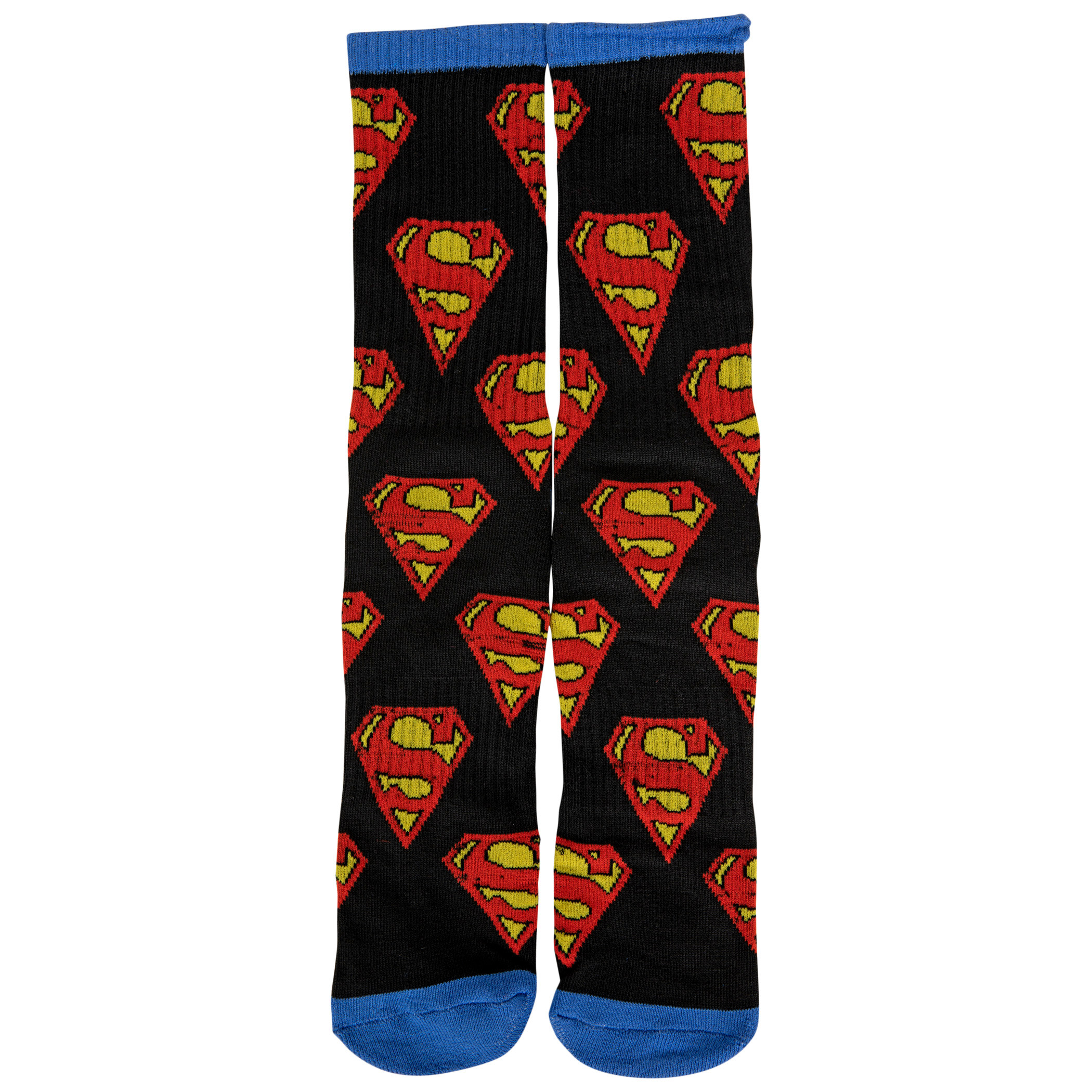 Superman Logo Symbols Repeating Fading Crew Socks